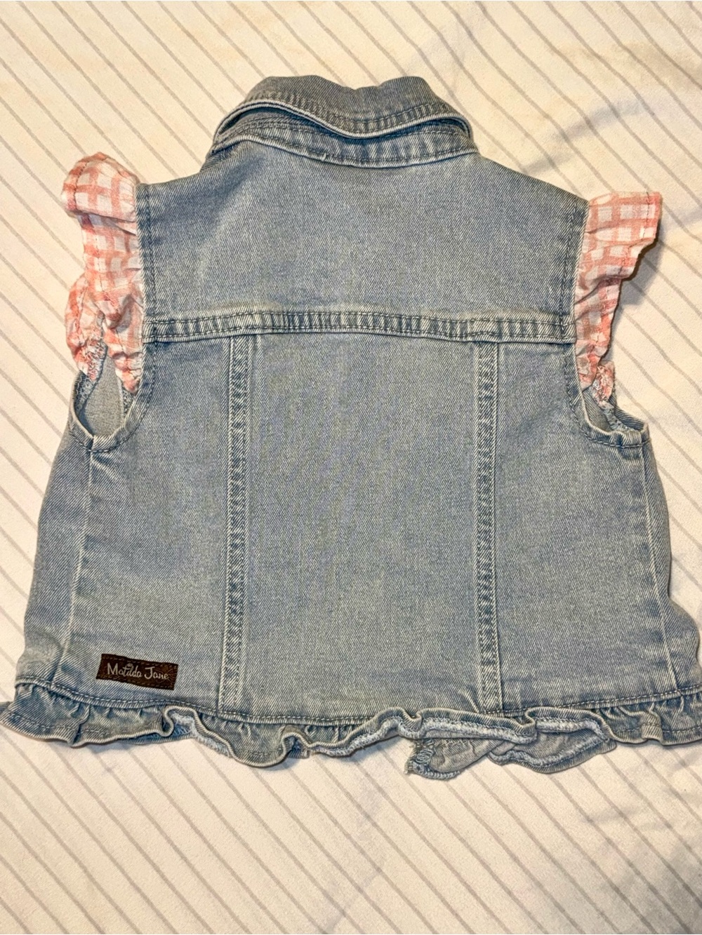 Matilda Jane Light Blue Denim Vest with Colorful Buttons - Picture 4 of 4